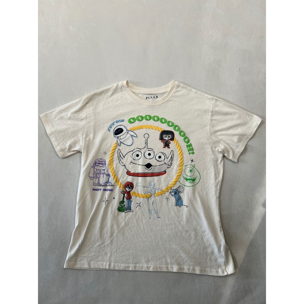 Pixar Graphic T-Shirt XL Off White Toy Story Alien Mike Wazowski Edna Mode Tee